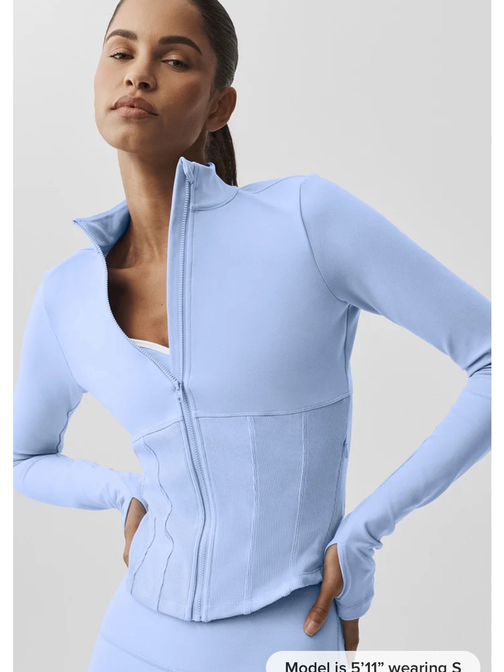ALO yoga Light Blue Zip-Up Athletic corset  Jacket